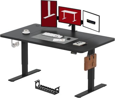 SANODESK Регульований стіл 200x80 см, електричний, ергономічний, з пам'яттю, чорний