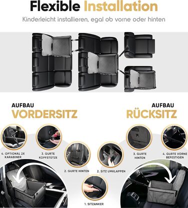 Extra Stable Dog Car Seat - Reinforced Walls & 5 Straps - Waterproof Dog Car Seat for Rear & Front Seat (Standard Size)