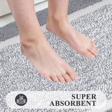 Килимок для ванної кімнати SHACOS: неслизький, м'який, водопоглинаючий, машинного прання, 45x65+50x60 см (Світло-сірий)