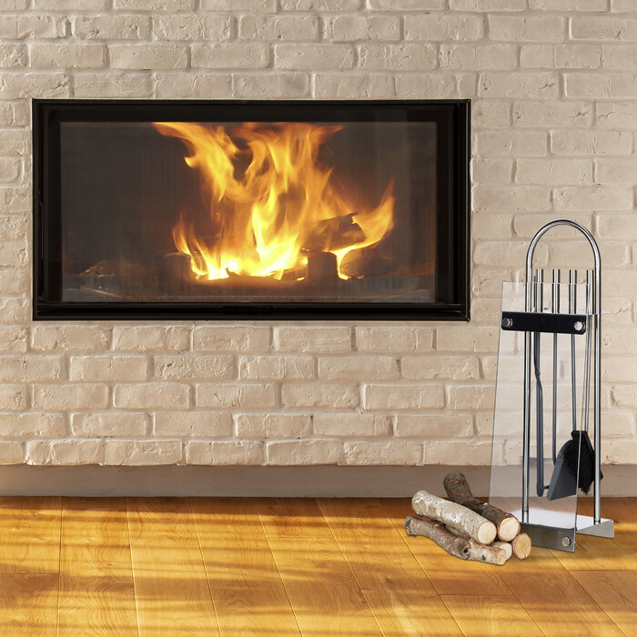 Relaxdays Fireplace Set, Stainless Steel, Modern, 5-Piece