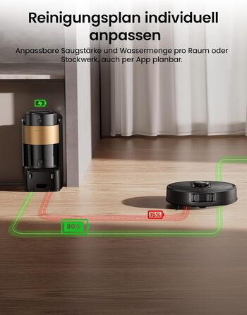 Робот-пилосос Proscenic Q20Plus з функцією миття, 10000Pa, 200хв, бездротовий, з автоматичним випорожненням, 3-в-1 для шерсті тварин, килимів та твердих поверхонь, чорний