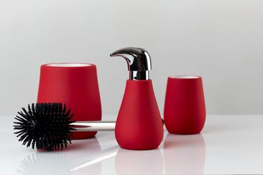 Набір для туалету WENKO Sydney Matt з м'якою обробкою Soft-Touch, кераміка, тримач для щітки, 12.5 x 39.5 x 12.5 см, матовий, червоний