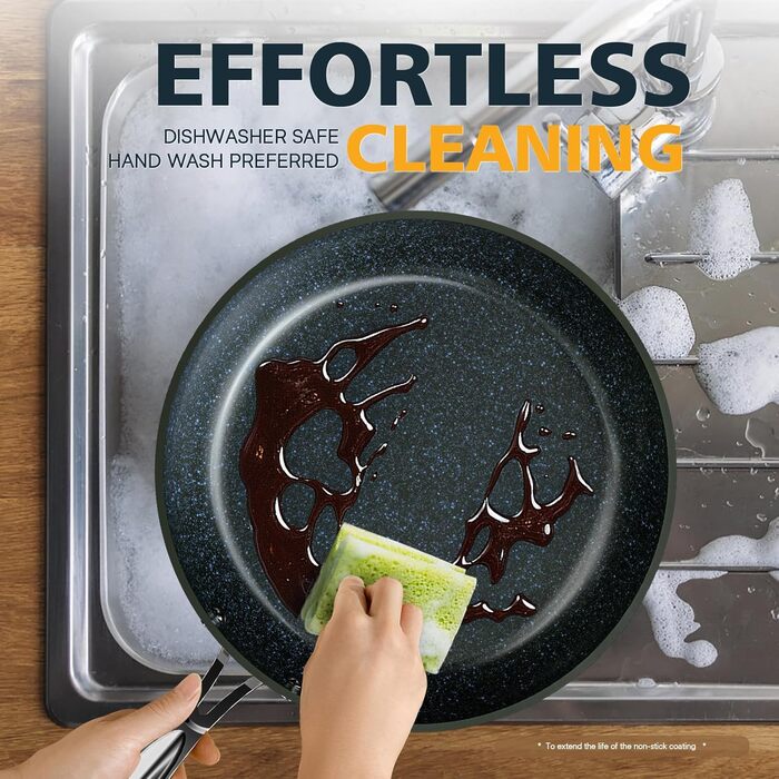 Набір сковорідок Nuwave 3 шт. з нержавіючої сталі, ковані, легкі, 20.3 см, 25.4 см, 30.5 см, покриття G10 Healthy Duralon Blue Ceramic Ultra Antihaft, ергономічні ручки, індукційні, антипригарні, рустикальне мідне покриття