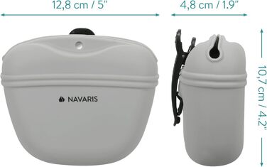 Набір з 2 силіконових мішечків для корму Navaris - мішечки для ласощів з кліпсою та магнітом - для сухого, вологого корму та ласощів (сірий & фіолетовий)