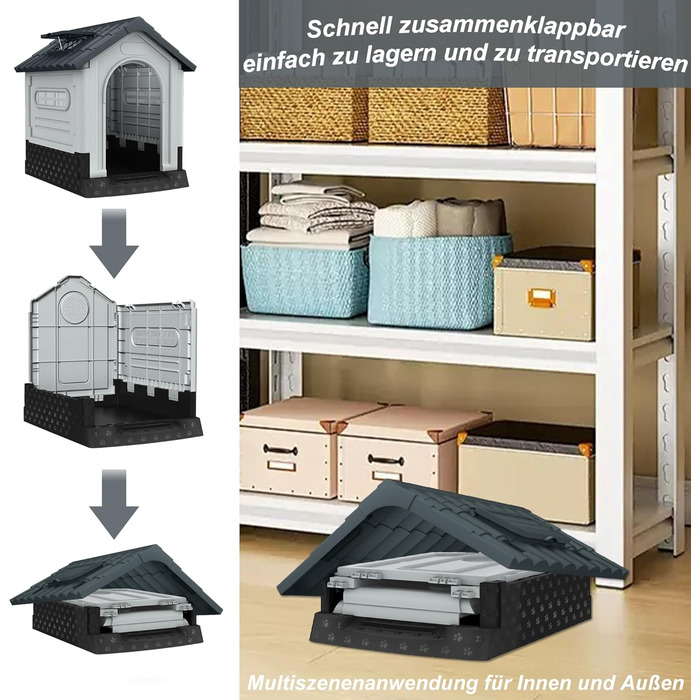 Будка для собак Median, пластикова, вологостійка, сірого кольору (79.5 x 70.5 x 78 см)