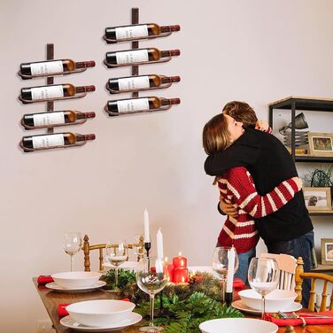 Настінна вітрина для вина з металу на 8 пляшок, металевий вітринний стеллаж для вина