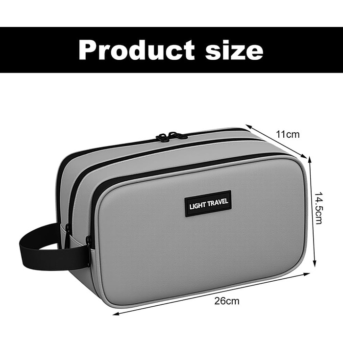 Чоловіча косметичка-органайзер, водонепроникна з PU-шкіри, сіра. Двошарова туалетна сумка для подорожей