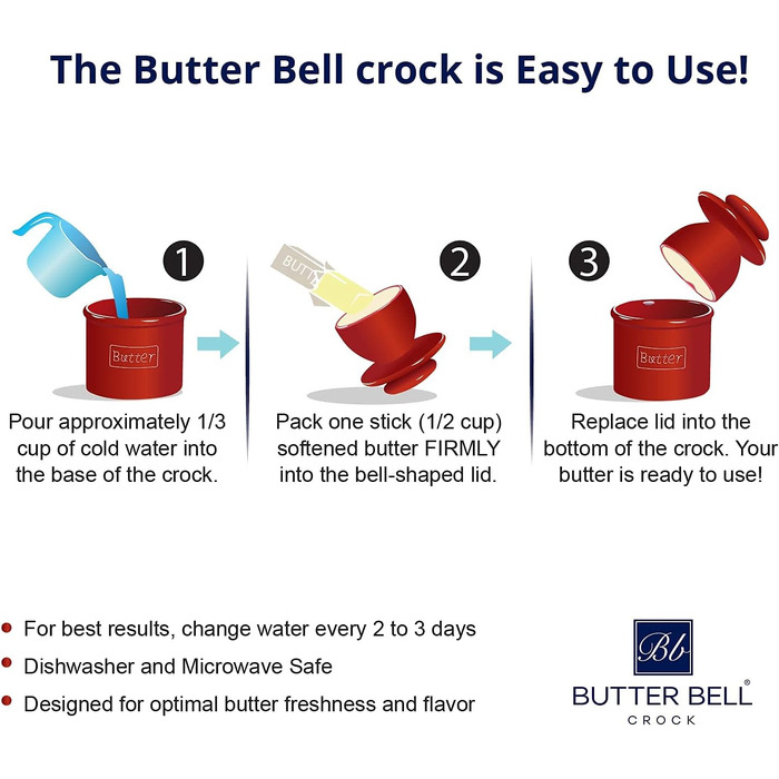 Butter Bell BB-CCBLK The Original Crock by L. Tremain, Cafe Retro Collection - Glossy, Bone China, Midnight Black
