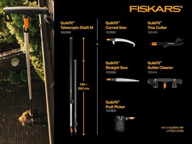 Садова пила Fiskars QuikFit для обрізки гілок, 55 см, загартована сталь, чорна/помаранчева, змінний інструментальний модуль 1000691