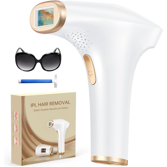 Пристрій для епіляції IPL Haarlosy - безболісна епіляція вдома для жінок та чоловіків, 9 рівнів, 999,900 імпульсів, 3 функції (HR/SC/RA), для тіла, ніг, зони бікіні, під пахвами, Platin