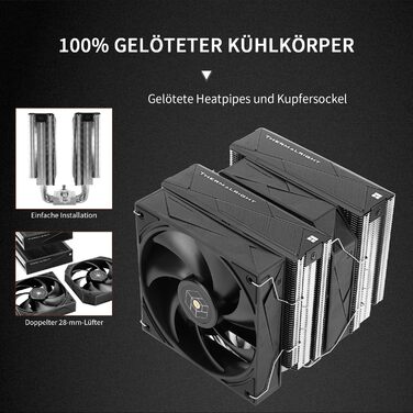 Охолоджувач процесора Thermalright Royal Pretor 130: 6 heatpipes, сумісний з Intel LGA115X/1200/2011/1700/1851 та AM4/AM5