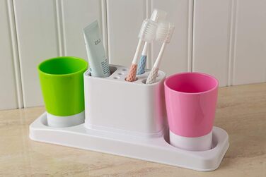 Plastic toothbrush holder, bathroom toothbrush holder, with 2 cups