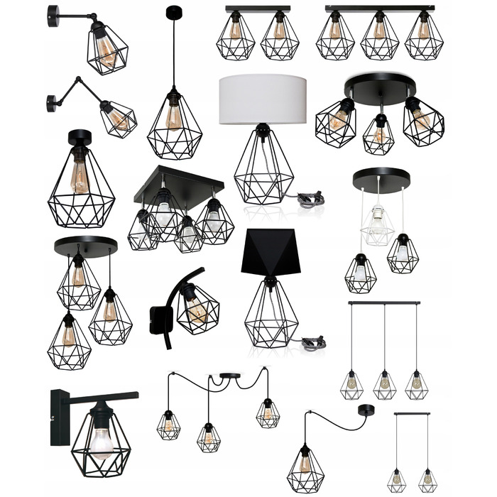 Настільна лампа JasnoCiemno DIAMOND 3D, чорна, 60 Вт