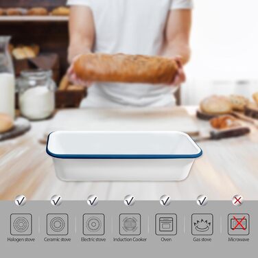 We bake bread loaf pan, enamel loaf pan, rectangular baking pan for cakes, toast bread, 32 x 13 x 7 cm