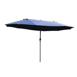 Outsunny Double Canopy Patio Umbrella with Hand Crank - Blue Oval, 460 x 270 x 240 cm | Aosom