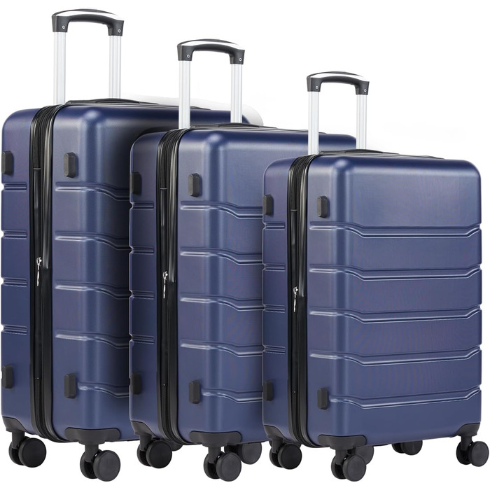 Набір валіз DUMOS 3шт. з жорстким корпусом, телескопічною ручкою, коліщатками, замком, блакитний