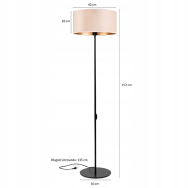 Підлоговий торшер Tornado, велюр, бежево-золотий, 152 см, E27