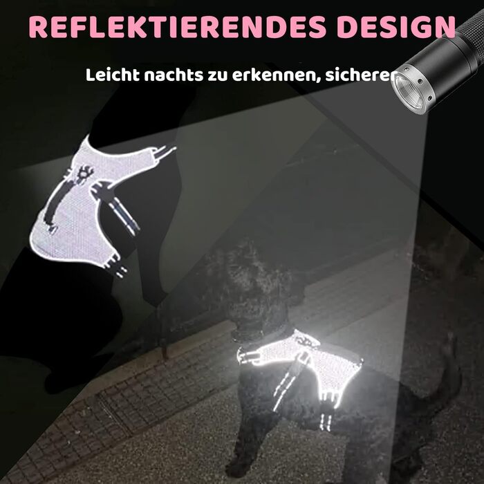 Шлейка для собак BELPRO, багатоцільова, антизламання, без тяги, світловідбиваюча, регульована, з міцною ручкою, для великих/активних собак (L) (1 шт, Рожевий)