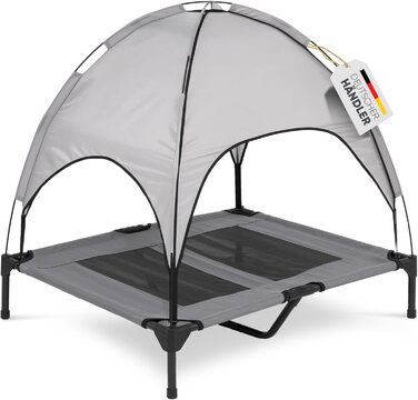 Підвищене ліжко для собак з дахом, для саду та вулиці, сірий колір, XL (122x91x23/114 см), 520084