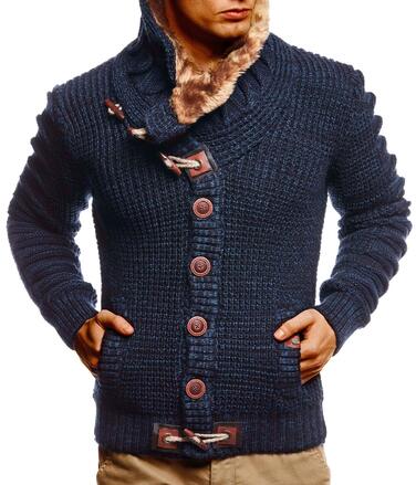 Чоловіча вітрозахисна куртка Leif Nelon з ґудзиками, Regular Fit, чоловічий кардиган з довгим рукавом, ідеальний для повсякденного та ділового стилю, чорний, антрацит (S, Синій)