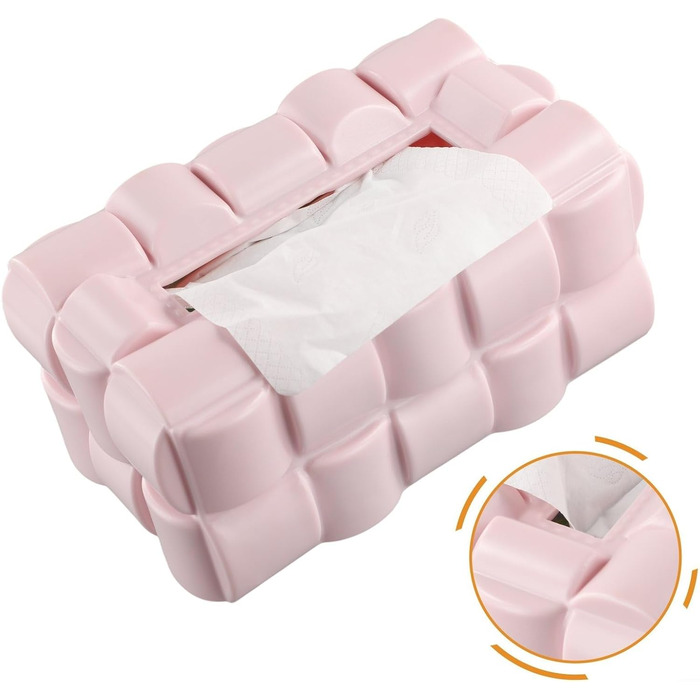 Carpango Tissue Box Holder, Multifunctional Waffle Tissue Box, Dispenser, Napkin Cover for Home, Office, Restaurant (Pink, Stylish, Rectangular, PET)