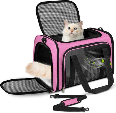 Транспортна сумка для кота/собаки до 5 кг, рожева, 43x28x28 см