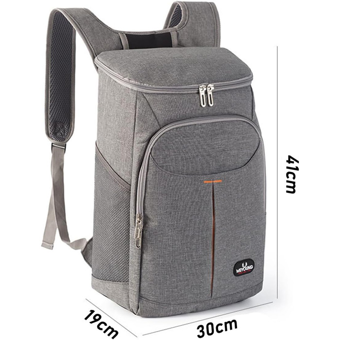 Рюкзак-холодильник 25L: терморюкзак для пікніка, пляжу, кемпінгу, BBQ, подорожей (сірий)