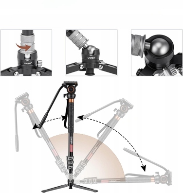 Штатив-монопод для фотозйомки Cayer FP34DV з голівкою H8 та платформою для DSLR PRO