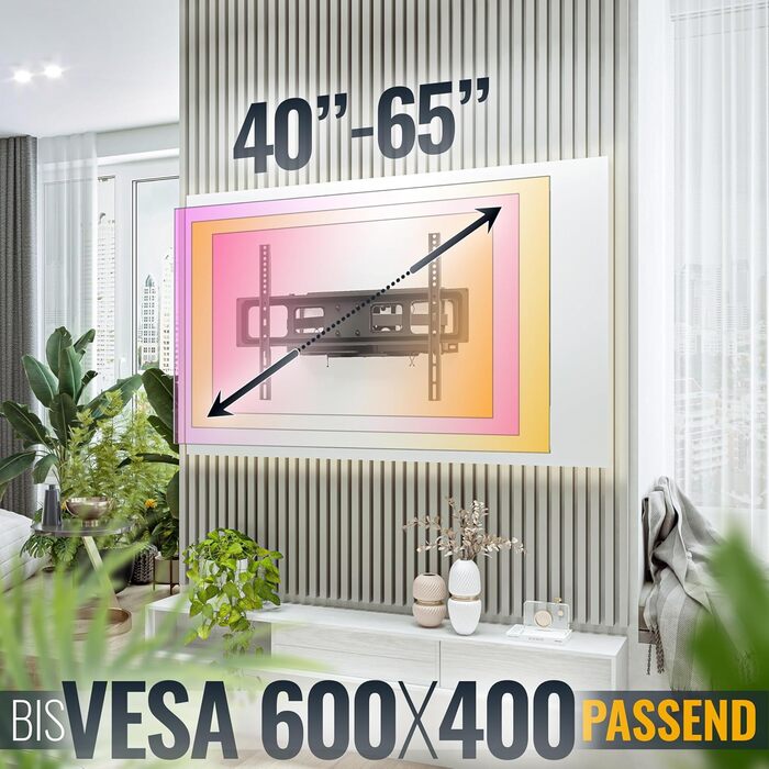 Кріплення для телевізора RICOO S9564: універсальний настінний тримач для телевізорів 40-75 дюймів (VESA 600x400, до 45 кг)