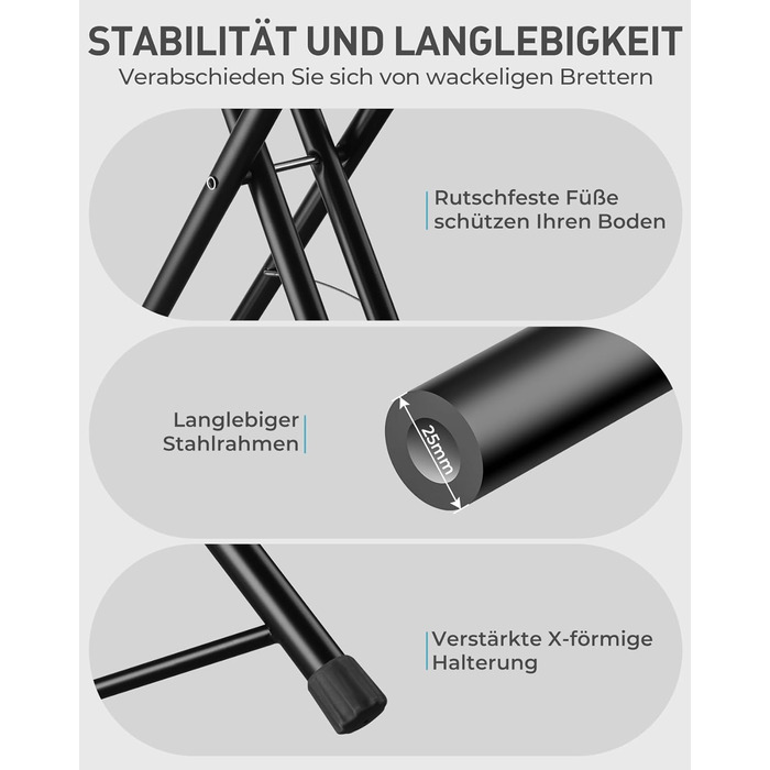 Прасувальна дошка LyriFine 2-в-1 для прасування з парою та звичайного прасування, сіра