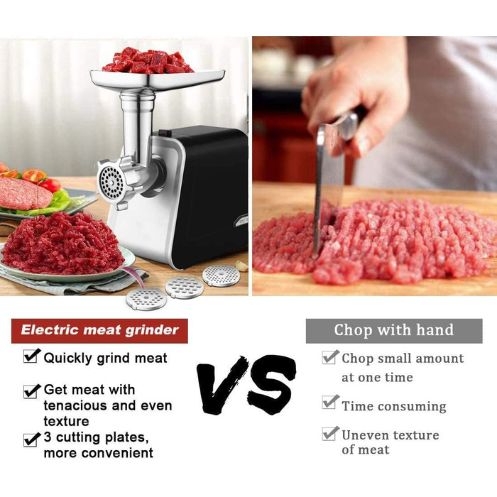 Electric Meat Grinder with Sausage Maker & Cookie Attachment - 1500W Meat & Sausage Machine