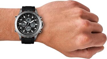 Годинник PINDOWS для чоловіків: водонепроникні спортивні годинники (аналогові/цифрові), багатофункціональні, міцні, з LED-підсвічуванням, будильником, секундоміром (чорний/сріблястий)