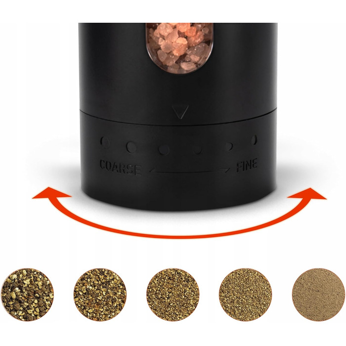 Електричні мельниці для солі та перцю 2 шт. – USB-C, LED, підставка, щітка для чищення – для солі, перцю, чилі, трав (110 мл)