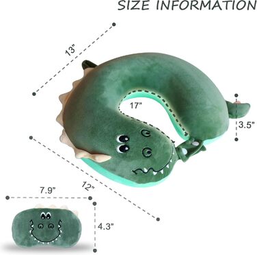Дитяча подушка для подорожей з маскою для сну, м'яка подушка для шиї з Memory Foam, для дітей, хлопчиків та дівчаток, підлітків, аксесуари для подорожей, подушка для шиї з динозавром