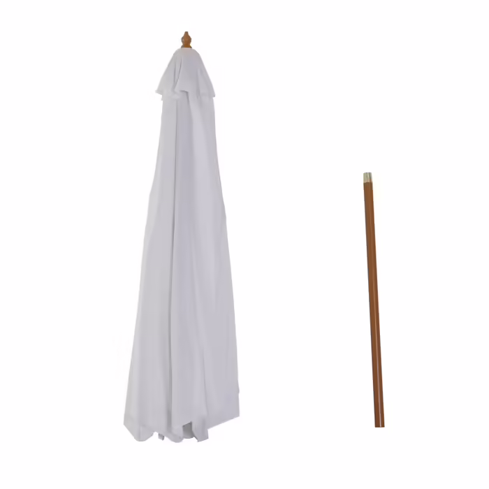 Outsunny Wooden Parasol 300 cm Wooden Umbrella Garden Umbrella Balcony Umbrella Bamboo Cream White | Aosom