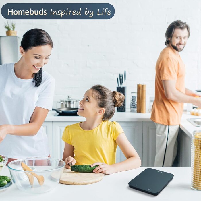 Кухонні ваги Homebuds 15 кг, цифрові, з LED-дисплеєм, грам/унція, точність 1 г/0,1 унції, для випічки та приготування їжі, з загартованого скла, синій