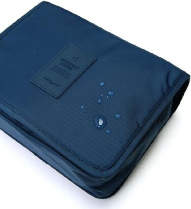 Сумка для туалетних аксесуарів на гачку | Складна дорожня сумка для туалетних речей з ручкою | Багатофункціональна косметичка, компактна сумка для туалетних аксесуарів, валізка для миття для чоловіків та жінок, темно-синій