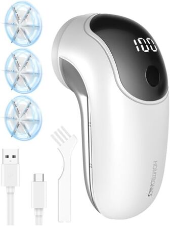 Електричний видалення ворсу для одягу, меблів та текстилю - портативний бездротовий пристрій з LED-дисплеєм та 3 рівнями налаштування