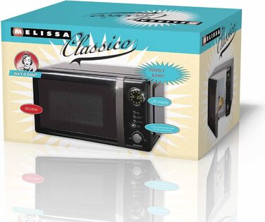 Мікрохвильова піч Melissa Classico Retro, 20 л, 700 Вт, чорний колір