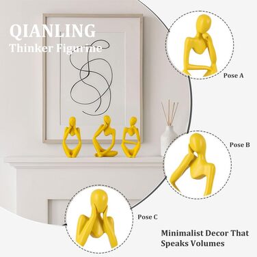 Набір керамічних ваз – 3 шт. Вази у стилі фермерського дому, декор для дому, вітальні, столу, каміну та входу (жовтий)