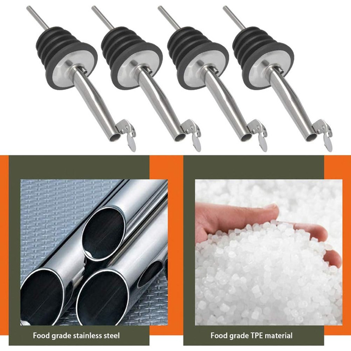 Набір з 4 винних наливників + пензлик, з нержавіючої сталі