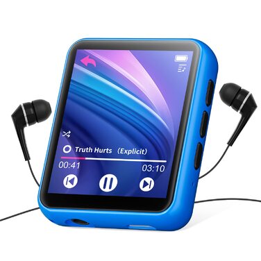 MP3 плеєр 32GB Bluetooth 5.0 з сенсорним екраном, Hi-Fi звук, металевий корпус, радіо, диктофон, підтримка до 128GB - блакитний