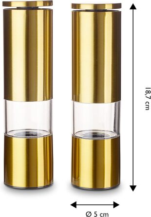 Набір для мелення перцю та солі Echtwerk (2 шт.), з нержавіючої сталі, ABS-керамічний механізм, ручний, для перцю, солі та чилі, Gold Edition