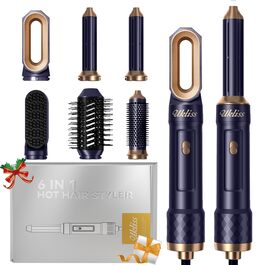 Мультистайлер UKLISS 6-в-1 для волосся: фен, плойка, круглі щітки, термощітка - білий (Pro Blue)