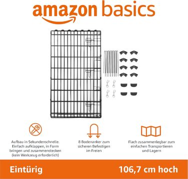 Amazon Basics Collapsible Dog Playpen - Metal, 152.4 x 152.4 x 107cm - Black