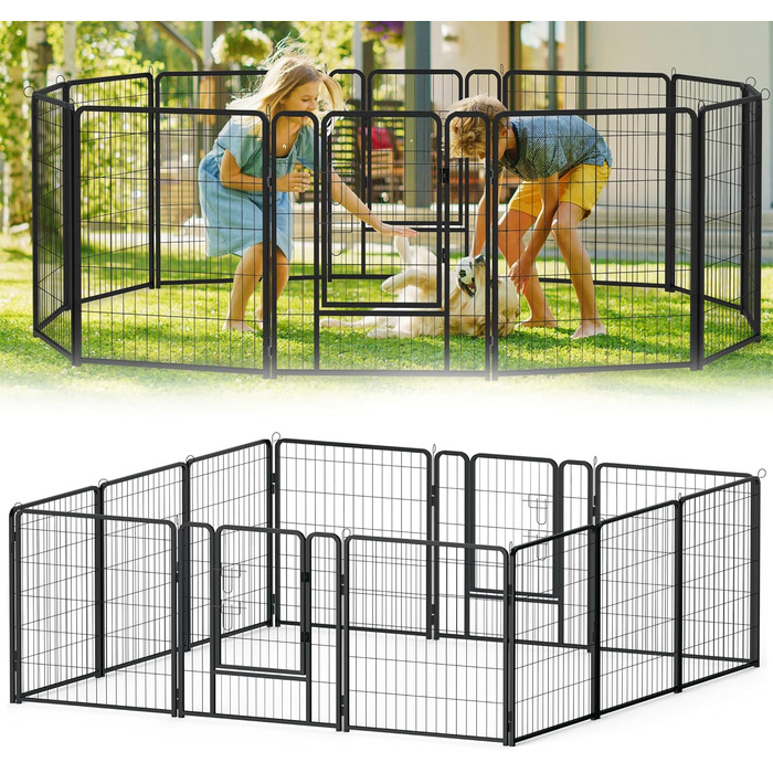 Вольєр для цуценят/маленьких собак 80x65 см, розкладний, з дверима та ґрунтовими анкерами, для внутрішнього/зовнішнього використання, вологостійкий