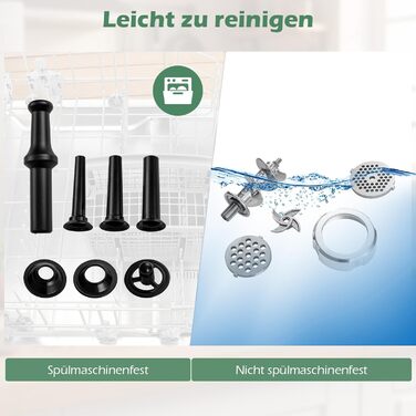 М'ясорубка електрична COSTWAY 2000 Вт з насадками для ковбас та кеббе, 3 диски, контейнер для зберігання - для дому та кухні