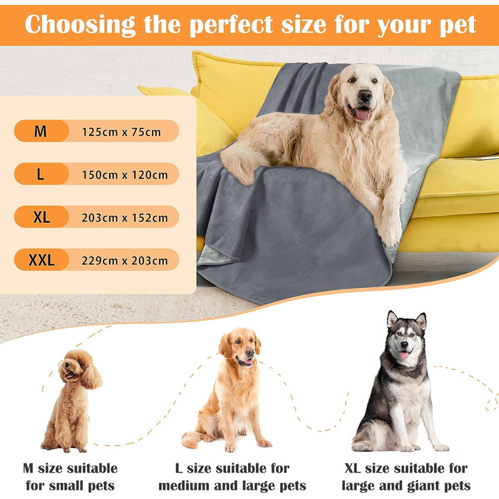 Водонепроникний килимок для собак Kritter Planet, м'який, стійкий до сечі, для дивана, ліжка, авто, меблів, XXL (229 x 203 см), сірий