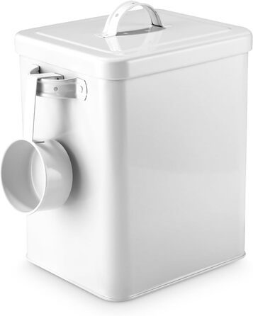 Контейнер для порошку 6.5L, металева коробка для прального порошку з дозатором, контейнер для корму для собак, котів, кавових зерен, білий