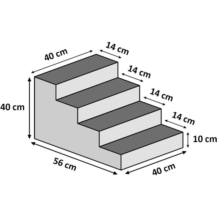 Сходинка для собак та котів, 40 см, 4 сходинки, велюр, чорний колір | Сходи для тварин на ліжко та в авто